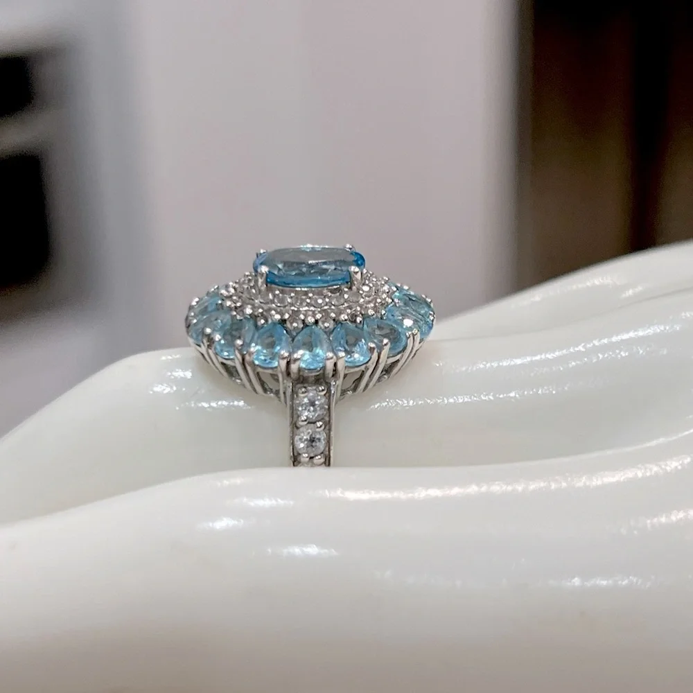 Marambaia Topaz and White Topaz Sterling Silver Cocktail Statement Ring Sz 8
